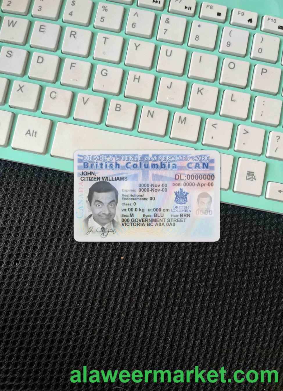 Canada province British Columbia driving license photolook FRONT
